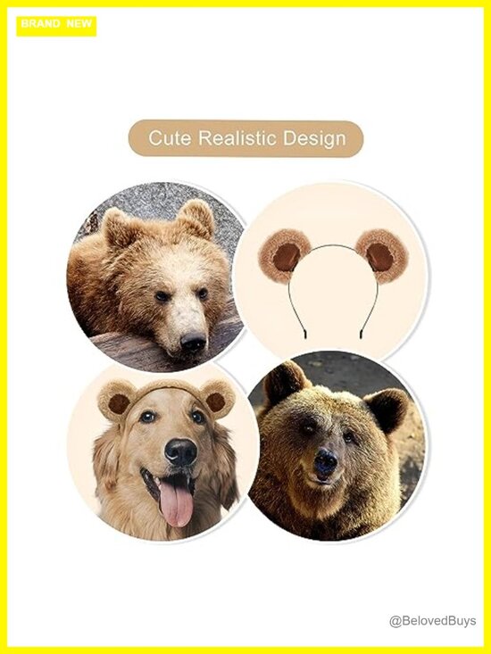 8 Pack Bear Ears Adult Headband with Animal Costume, Soft Washing Face Hairband main image 6